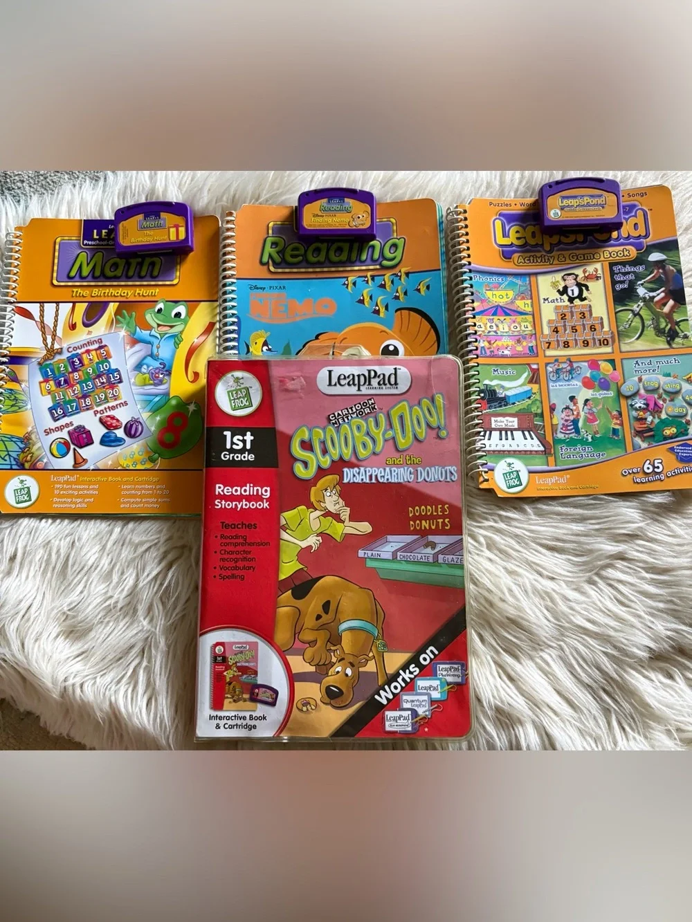 4 Original Leap Frog LeapPad Learning System Book & Cartridge Sets Reading Math